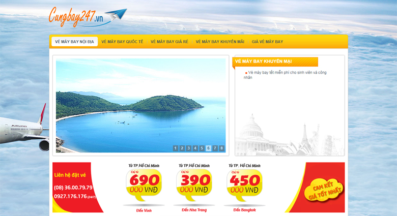 Thiết kế web bán vé máy bay Phongvequehuong.com